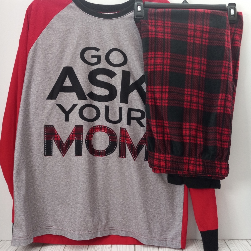 PJs + Pancakes "Go Ask Your Mom" Plaid Pajama Set